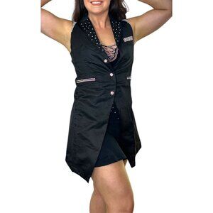 Semi-Custom Women's Costume Vest Magic Costume Hand Rhinestoned Glass Back Cryst